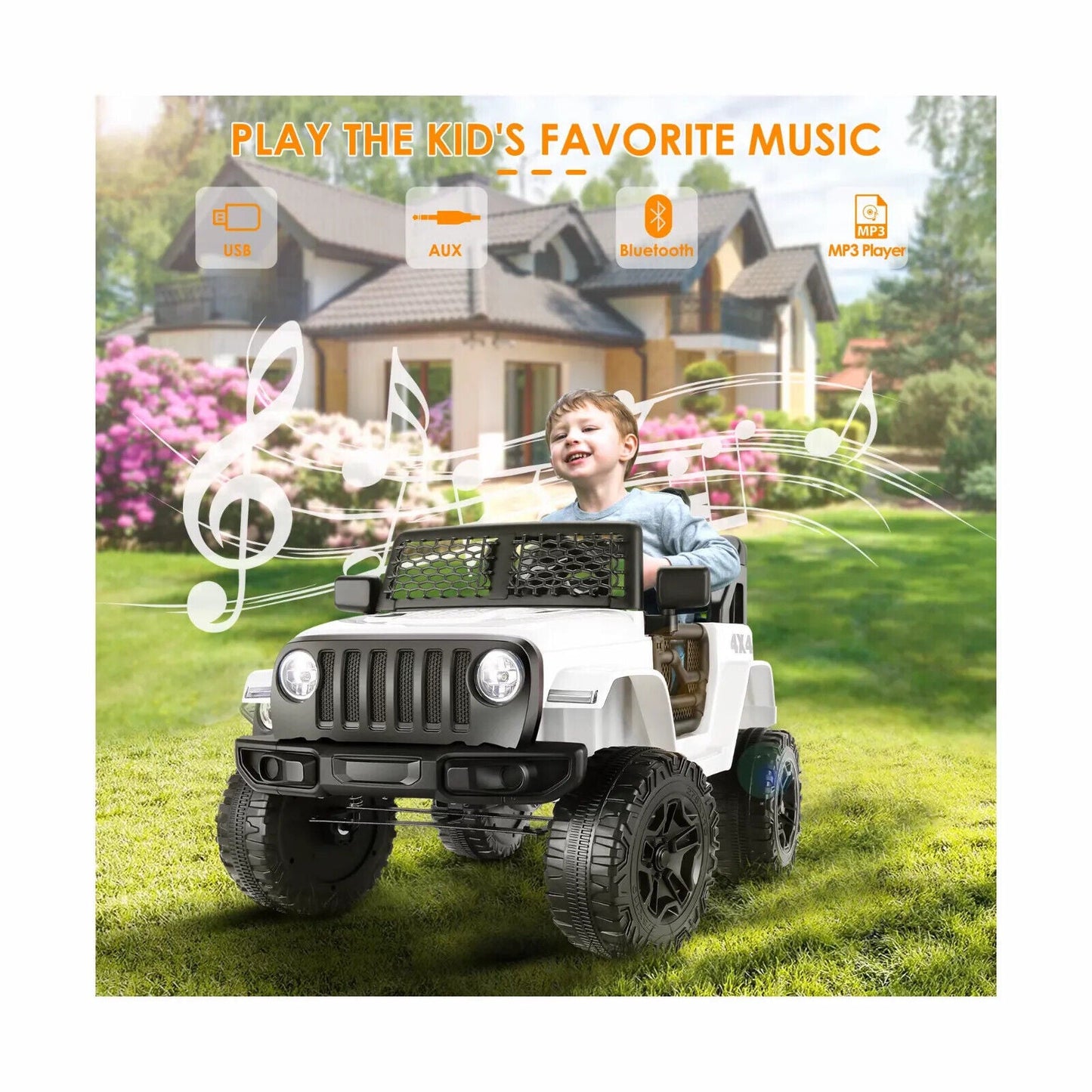 12V 2-Seater Electric Ride-On Car with LED Lights, MP3 Player, and Remote Control for Kids