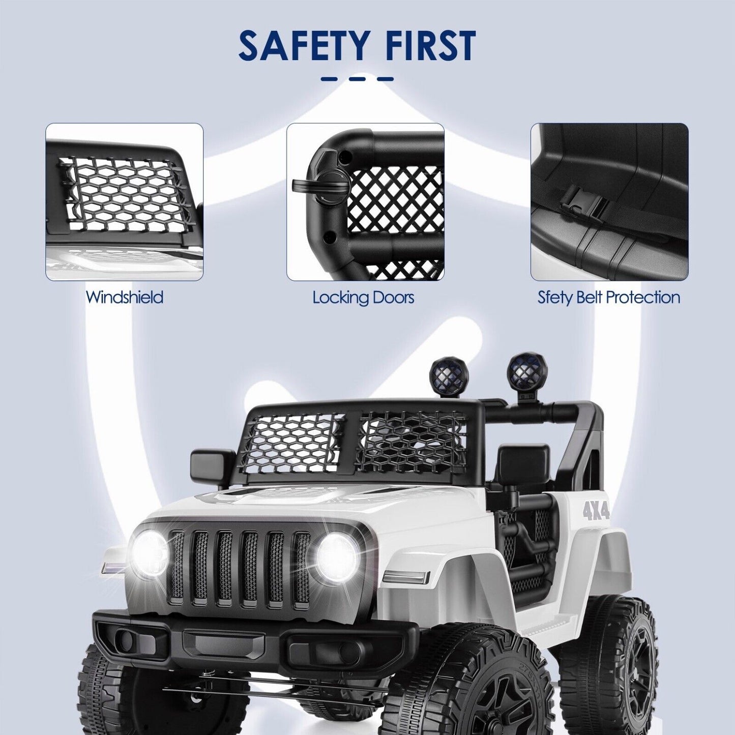 12V 2-Seater Electric Ride-On Car with LED Lights, MP3 Player, and Remote Control for Kids