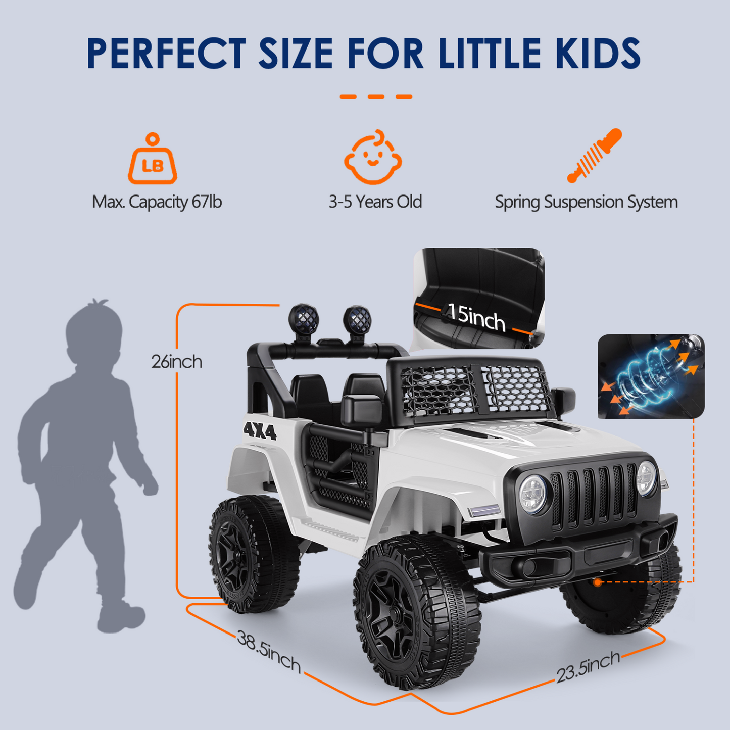12V 2-Seater Electric Ride-On Car with LED Lights, MP3 Player, and Remote Control for Kids