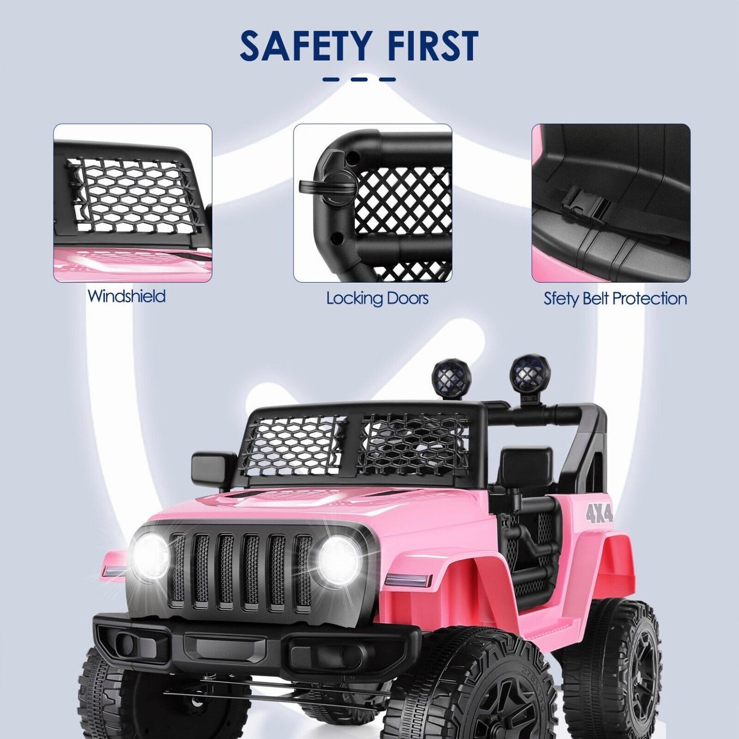 12V 2-Seater Electric Ride-On Car with LED Lights, MP3 Player, and Remote Control for Kids