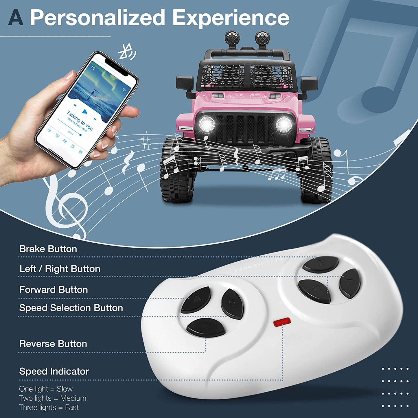 12V 2-Seater Electric Ride-On Car with LED Lights, MP3 Player, and Remote Control for Kids