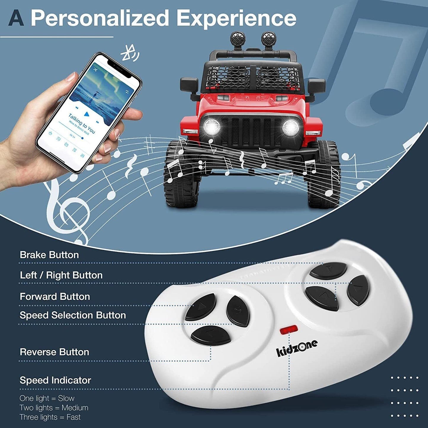 12V 2-Seater Electric Ride-On Car with LED Lights, MP3 Player, and Remote Control for Kids