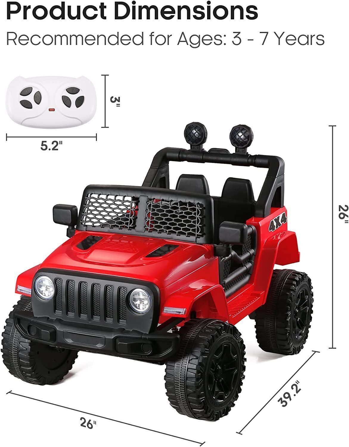 12V 7Ah Electric Kids Ride On Car Power Wheels Jeep - 2 Seater