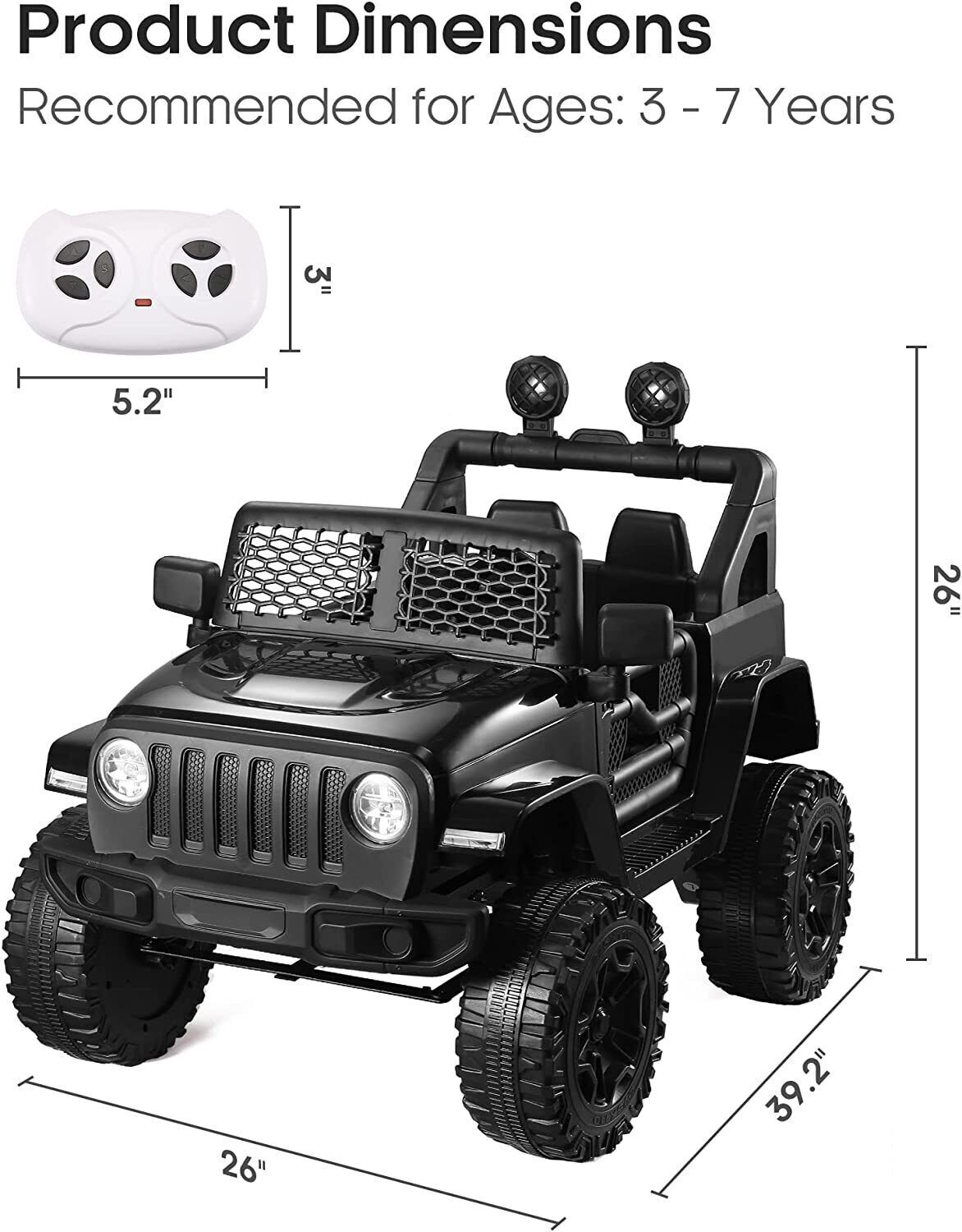 12V 7Ah Electric Kids Ride On Car Power Wheels Jeep - 2 Seater