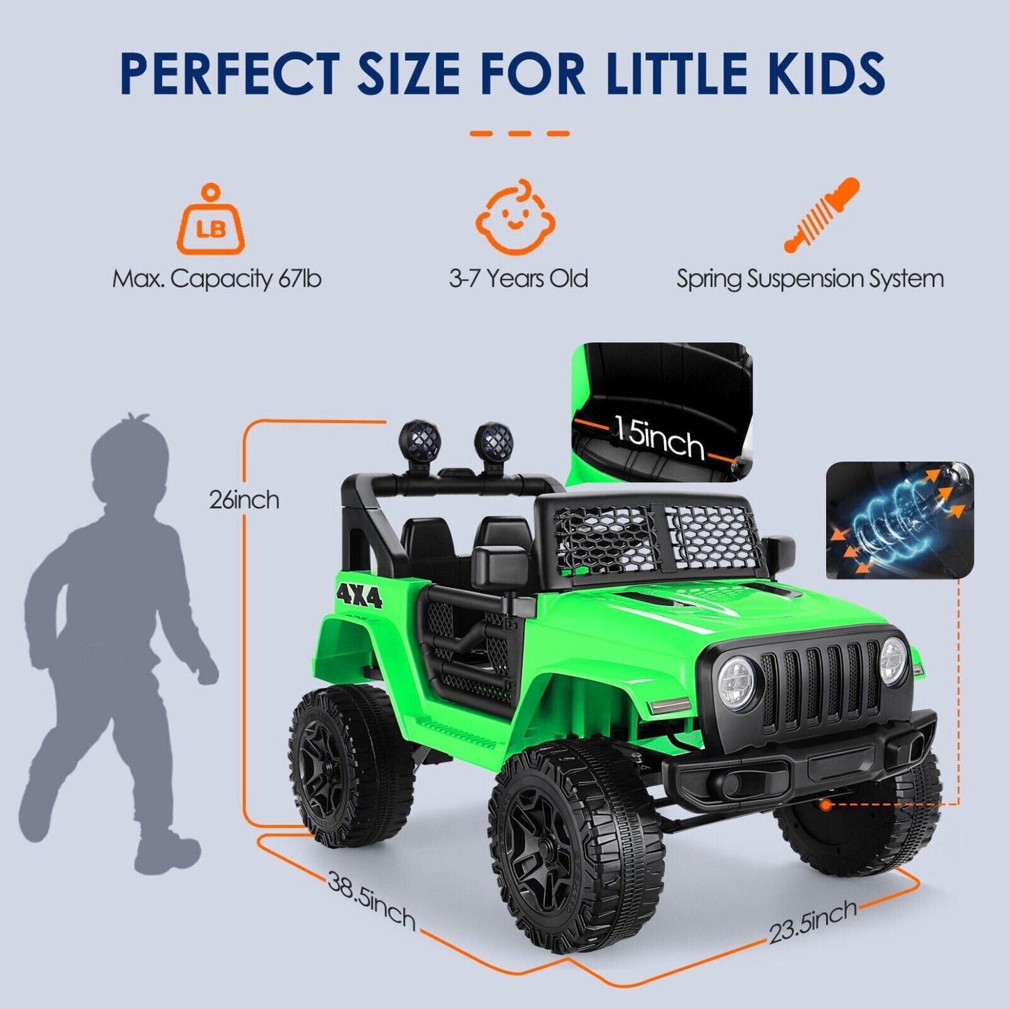 12V 7Ah Electric Kids Ride On Car Power Wheels Jeep - 2 Seater for Safe and Fun Adventures