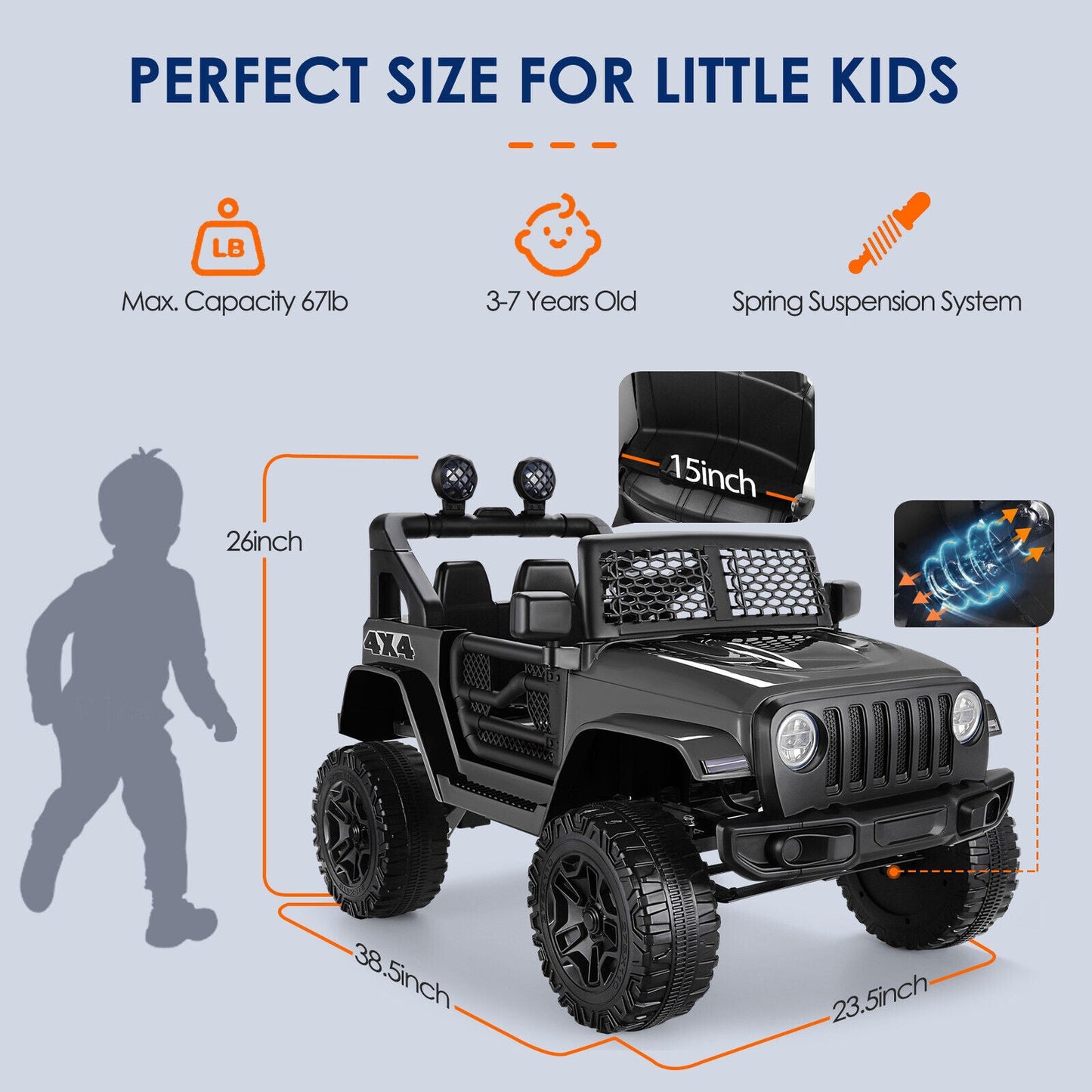 12V 7Ah Electric Kids Ride On Car Power Wheels Jeep - 2 Seater for Safe and Fun Adventures