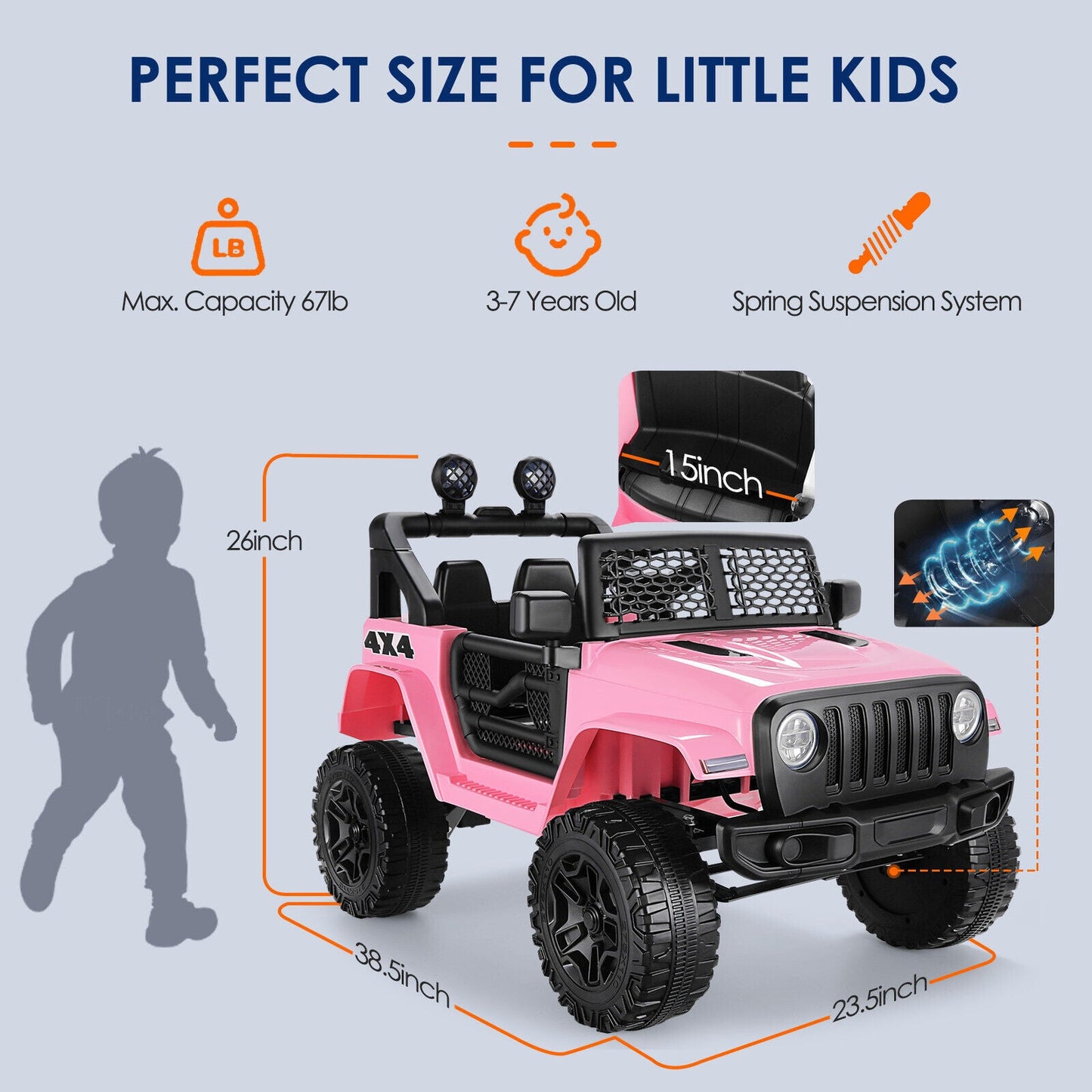 12V 7Ah Electric Kids Ride On Car Power Wheels Jeep - 2 Seater for Safe and Fun Adventures