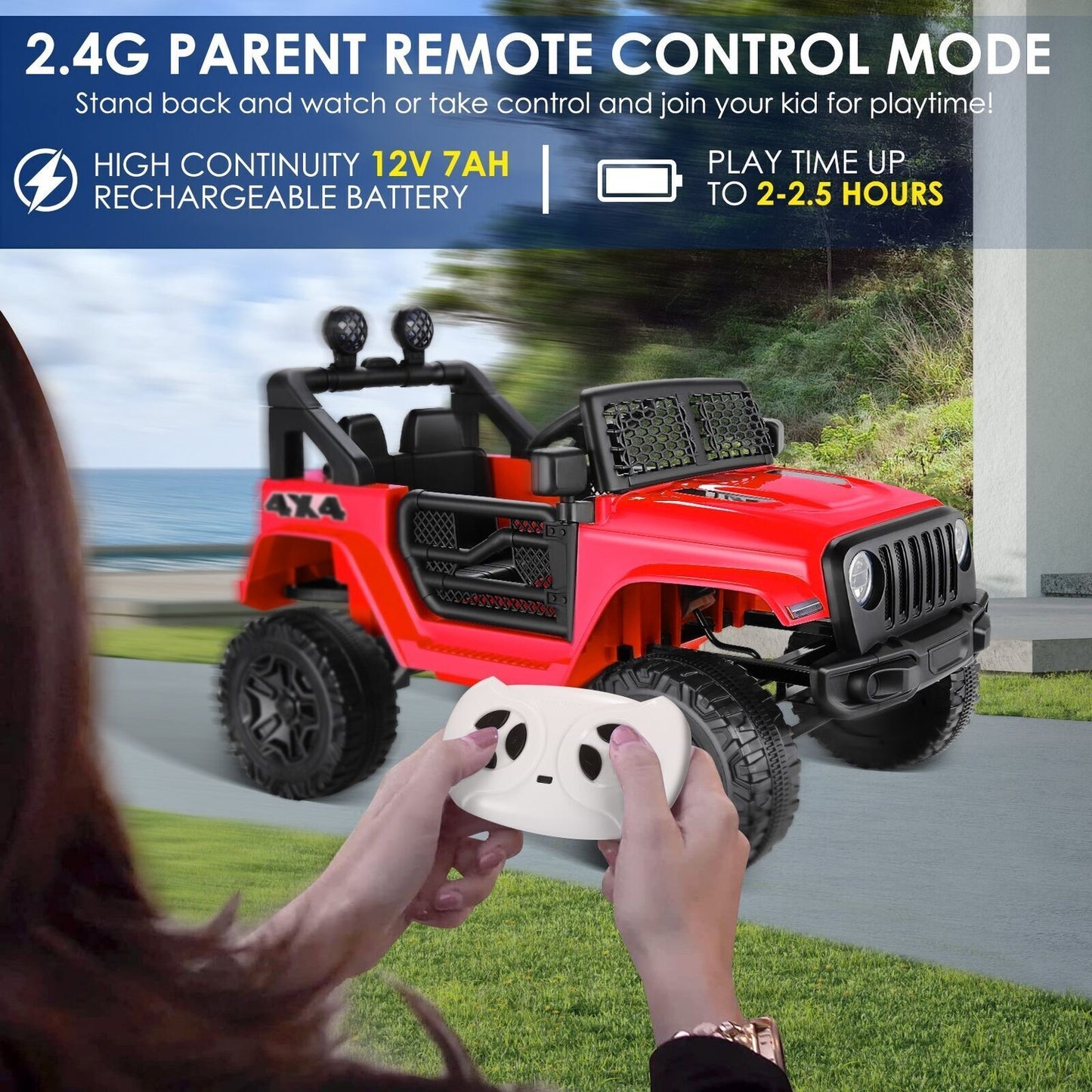 12V 7Ah Electric Kids Ride On Car Power Wheels Jeep - 2 Seater for Safe and Fun Adventures
