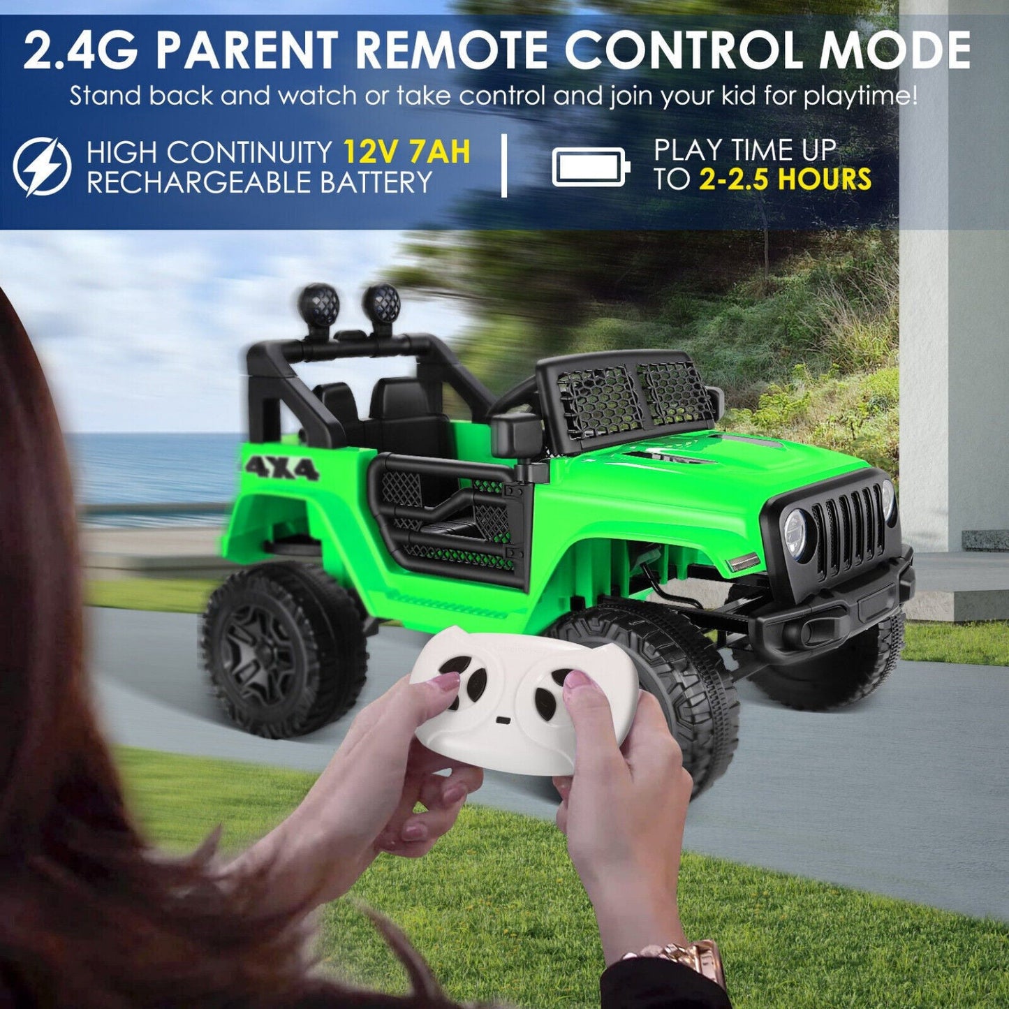 12V 7Ah Electric Kids Ride On Car Power Wheels Jeep - 2 Seater for Safe and Fun Adventures