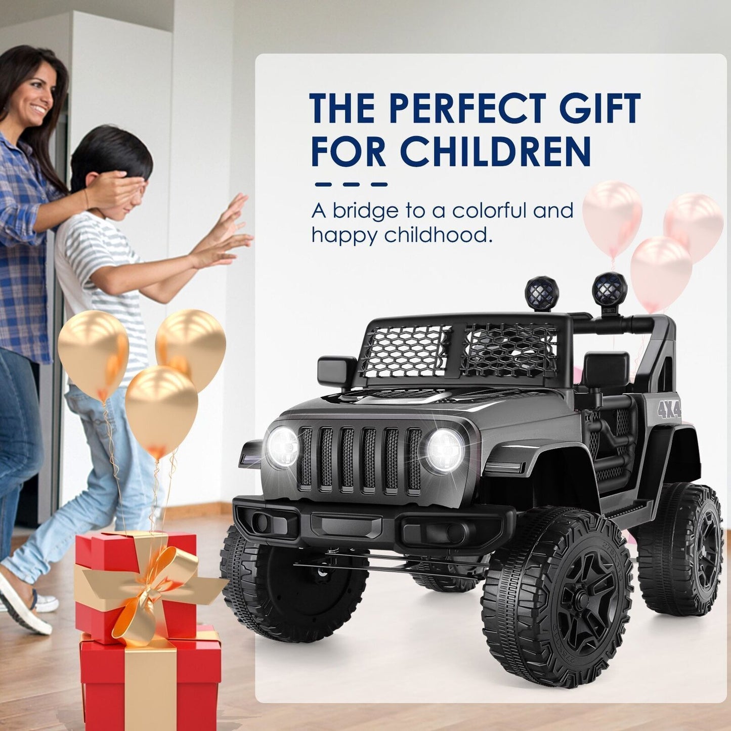 12V 7Ah Electric Kids Ride On Car Power Wheels Jeep - 2 Seater, Safe and Reliable