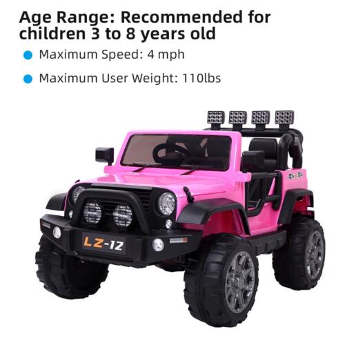 12V Battery-Powered Kids Ride-On Car with Music, Lights, and Remote Control - Pink