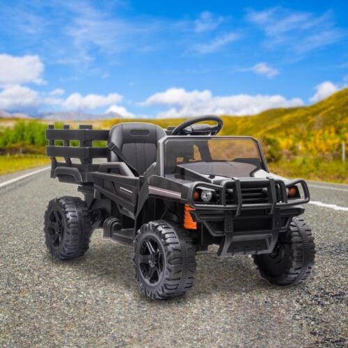 12V Battery-Powered Kids Tractor with Detachable Trailer Toy