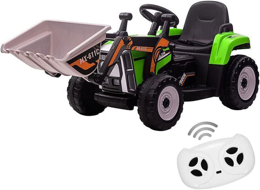 12V Battery-Powered Ride-On Excavator with Remote Control and Bucket for Kids