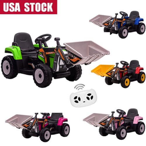 12V Battery-Powered Ride-On Excavator with Remote Control and Bucket for Kids