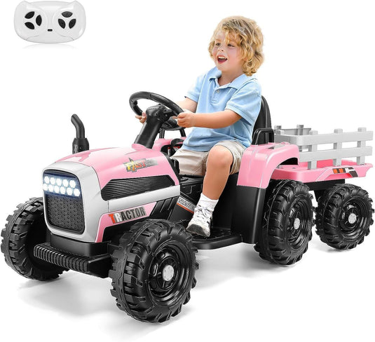 12V Battery-Powered Tractor with Detachable Trailer for Kids