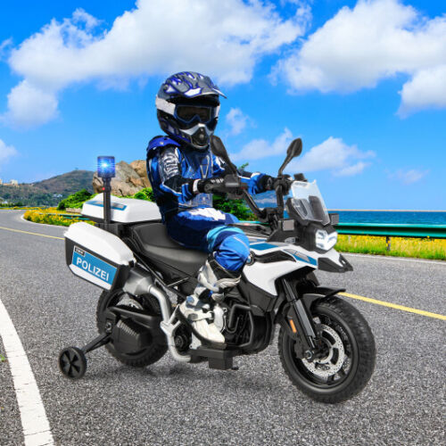 12V BMW Kids Police Motorcycle with Light and Music - White, Built to Last