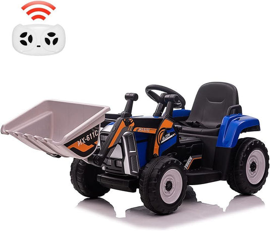 12V Electric Excavator Ride-On Toy with Remote Control, Music, and Bluetooth for Kids