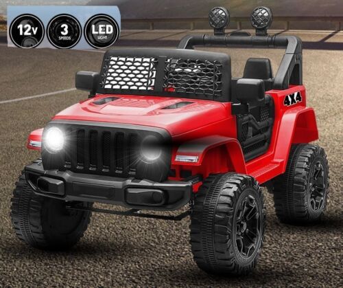 12V Electric Kids Ride On Truck with 3 Speeds, LED Lights, and MP3 Player