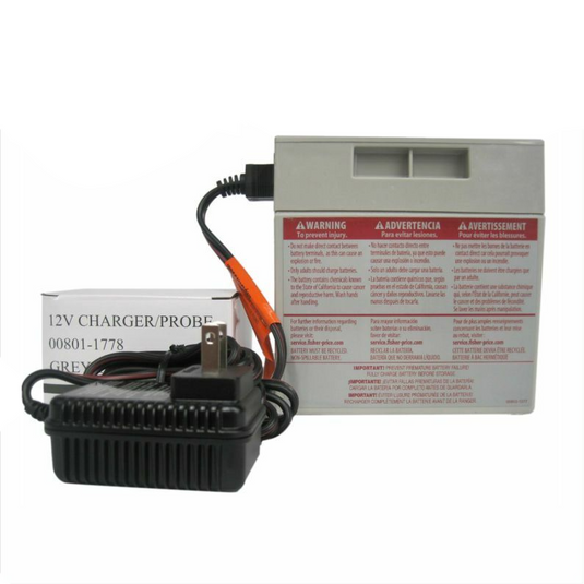 12V Gray Battery and Charger Combo for Power Wheels by Fisher Price