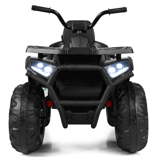 12V Kids Electric Ride On Car Toy with LED Lights in Black, Red, or White