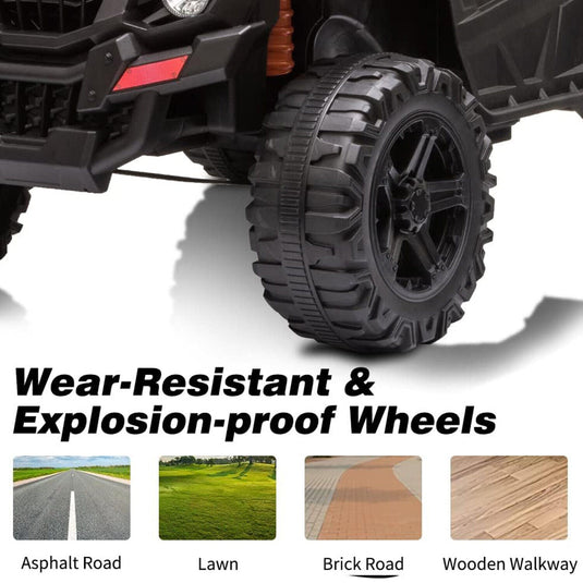 12V Ride-On Car Truck Toy with Remote Control, LED Lights, USB & AUX Ports, and Music Player