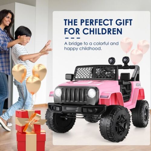 12V Electric Kids Ride on Truck with Remote Control, USB, LED Lights, and Music