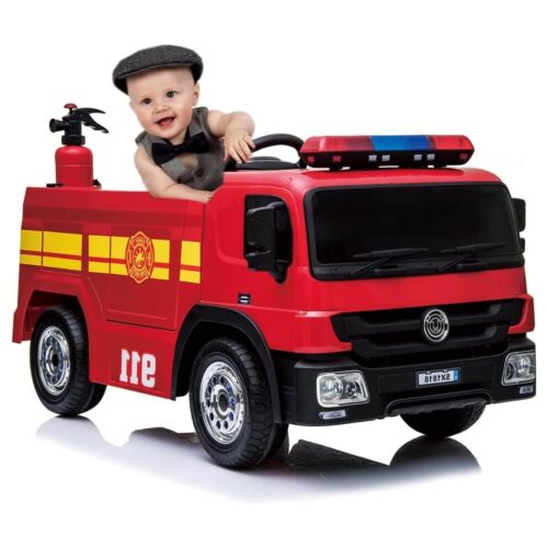 12V Ride-On Fire Truck Toy Car with Remote Control for Kids Ages 3-6