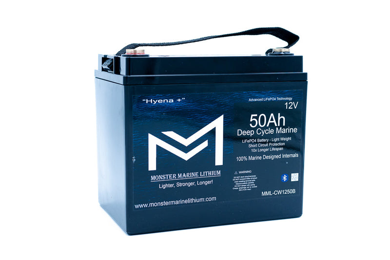 Load image into Gallery viewer, 12v 50Ah Deep Cycle Lithium Marine Battery "Hyena" - Bluetooth - MML-CW1250B