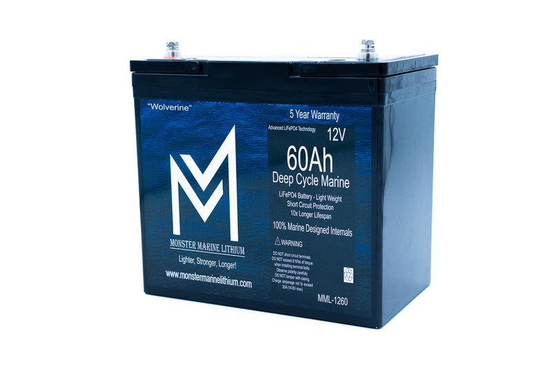 Load image into Gallery viewer, 12v 60Ah Deep Cycle Lithium Marine Battery "Wolverine" - MML-1260
