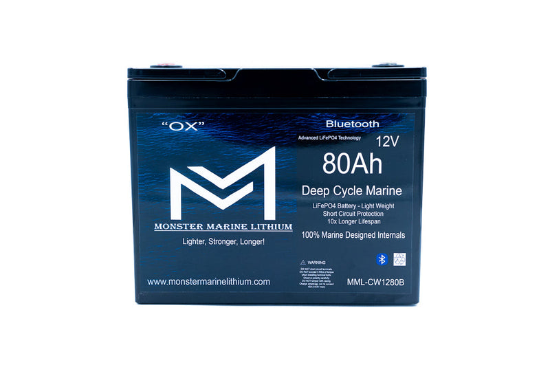 Load image into Gallery viewer, 12v 80Ah Bluetooth Deep Cycle Lithium Marine Battery