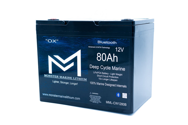 Load image into Gallery viewer, 12v 80Ah Bluetooth Deep Cycle Lithium Marine Battery