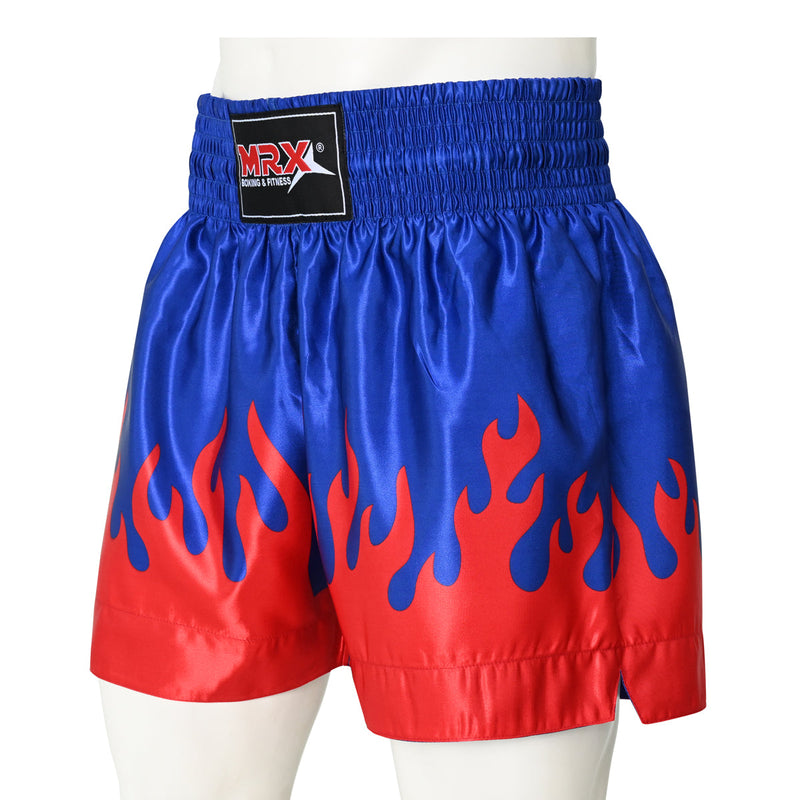Load image into Gallery viewer, MRX Mens Womens Muay Thai Shorts Kickboxing Fighting Shorts Blue Black Red Flame