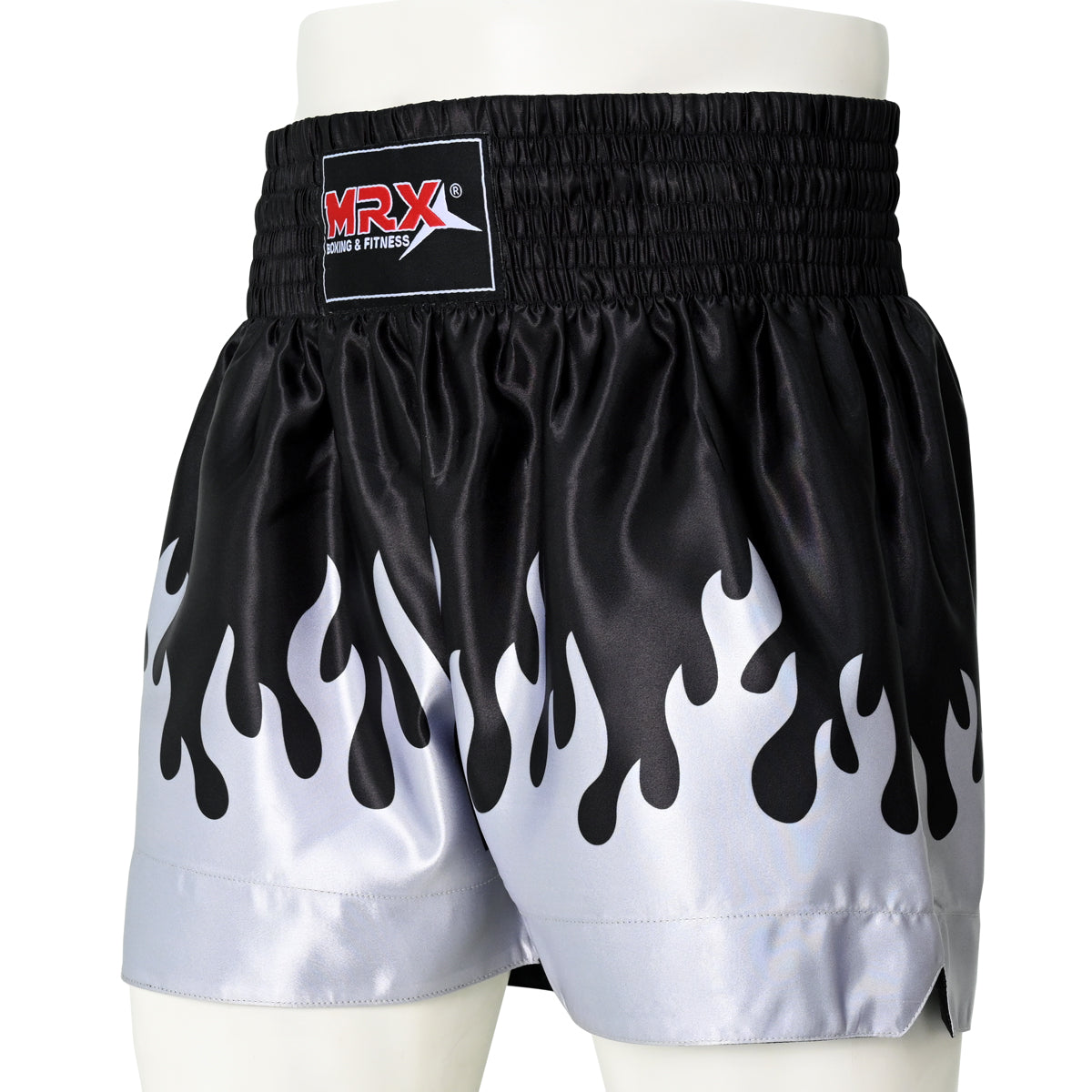 MRX Mens Womens Muay Thai Shorts Kickboxing Fighting Shorts Blue Black Red Flame