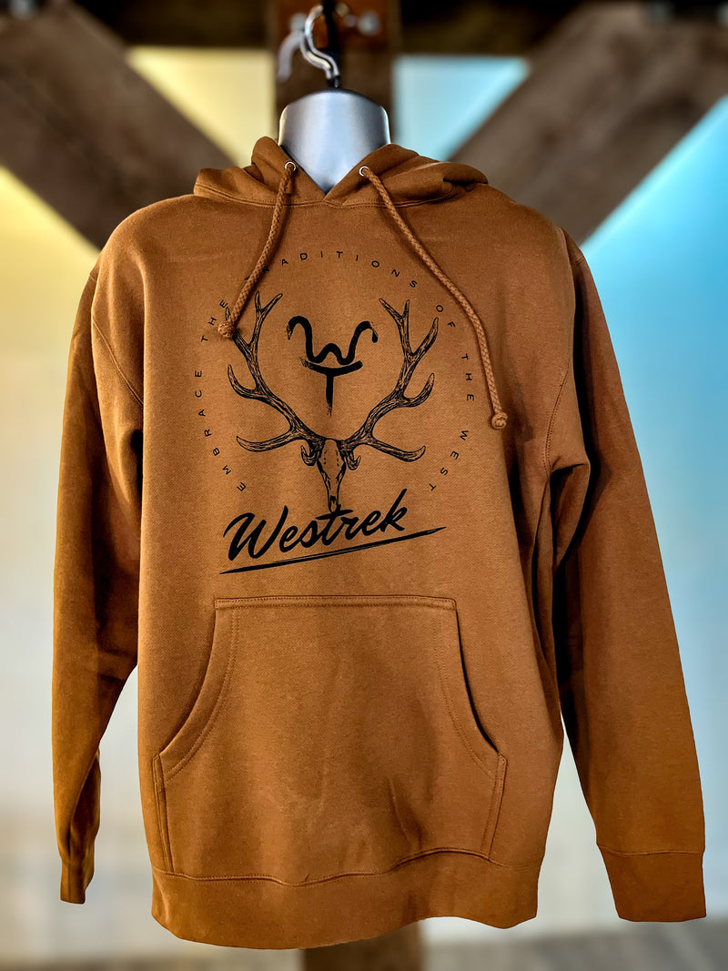Load image into Gallery viewer, Elk Skull WT Brown hoodie- Embrace Traditions