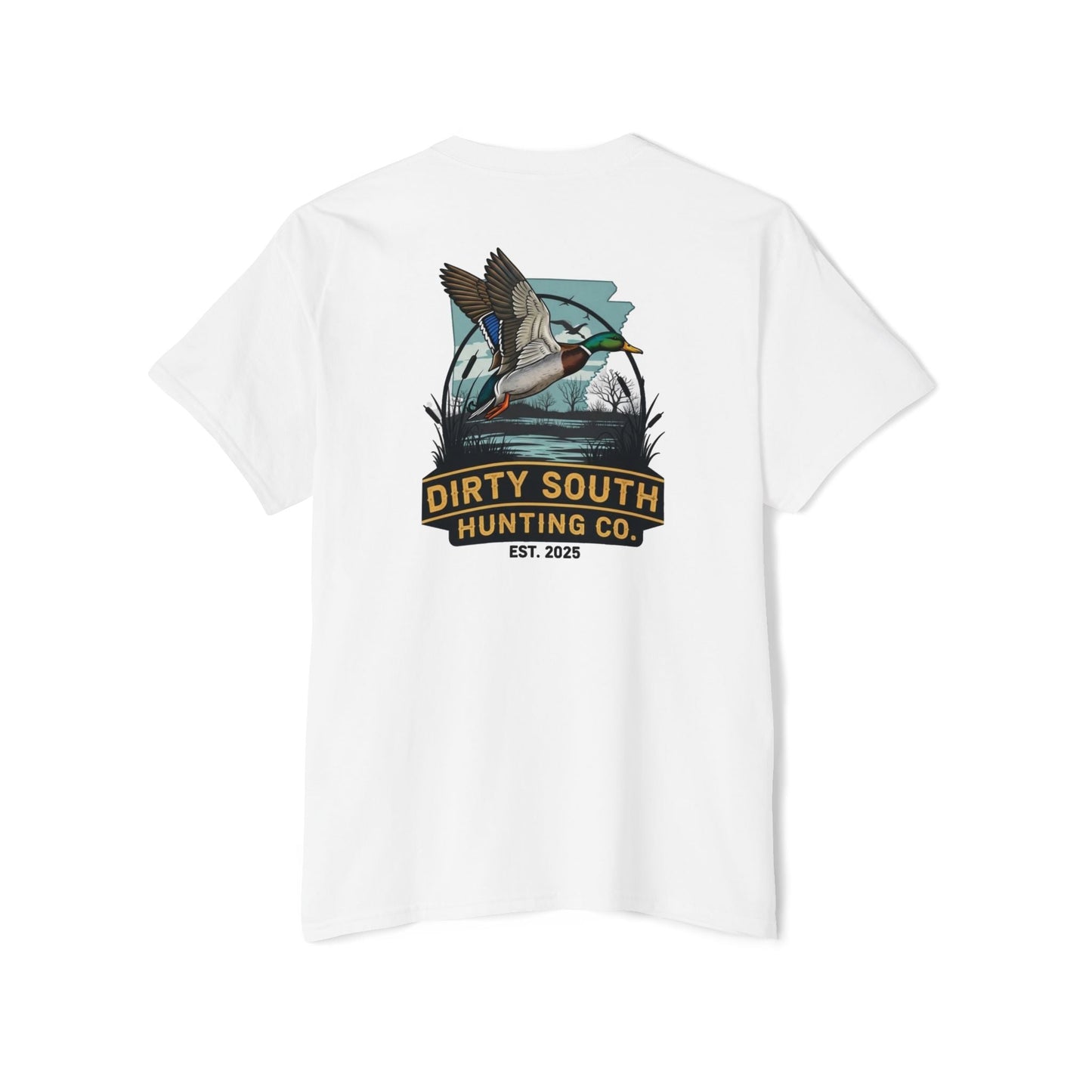 Dirty South Hunting Co. Mallard Flight Scene T-Shirt (Arkansas)- Duck Hunting Graphic Tee – Waterfowl Apparel