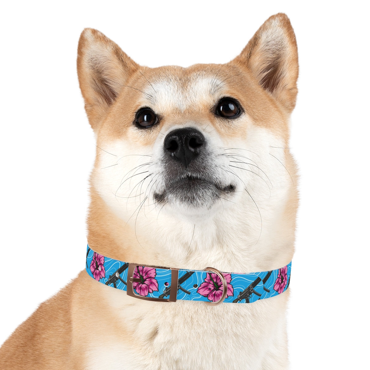 Rad Palm High Capacity Hibiscus Blue Dog Collar