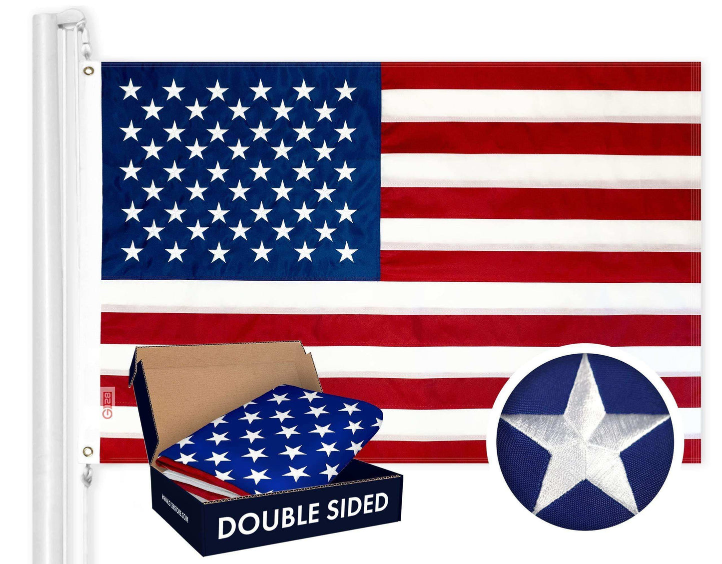 American USA Flag | 3x5 Ft | Double ToughWeave Series Double Sided Embroidered 210D Polyester | Country Flag Embroidered Stars Sewn Stripes Indoor Outdoor Brass Grommets Heavy Duty 2 ply - Skoutley Outdoors LLC