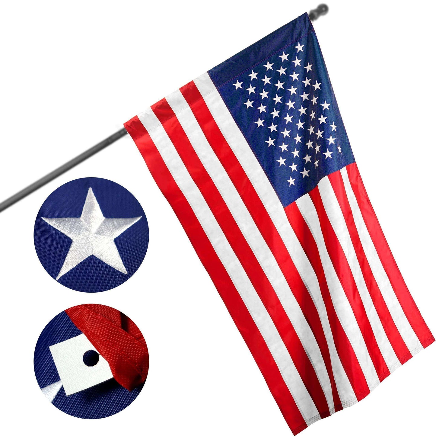 American USA Flag | 3x5 Ft | ToughWeave Series Pole Sleeve Embroidered 210D Polyester | Country Flag Embroidered Stars Sewn Stripes Indoor Outdoor NO Flagpole Included - Skoutley Outdoors LLC