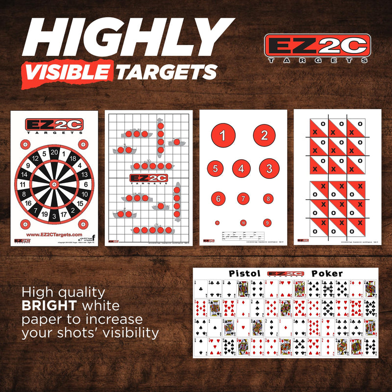 Load image into Gallery viewer, 120 EZ2C Targets: 5 Game Style Paper Targets Bundle Pack Fun Games 11"x17" USA Made