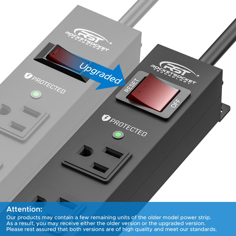 Load image into Gallery viewer, CRST 6 Outlets Wide Spaced Mountable Metal Power Strip Surge Protector, 2100 Joules Protection, Easy Mounting