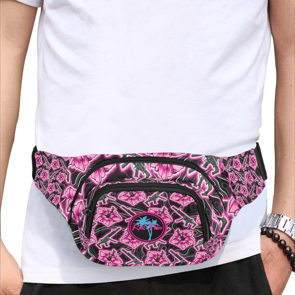 High Capacity Hibiscus Black Neon Fanny Pack