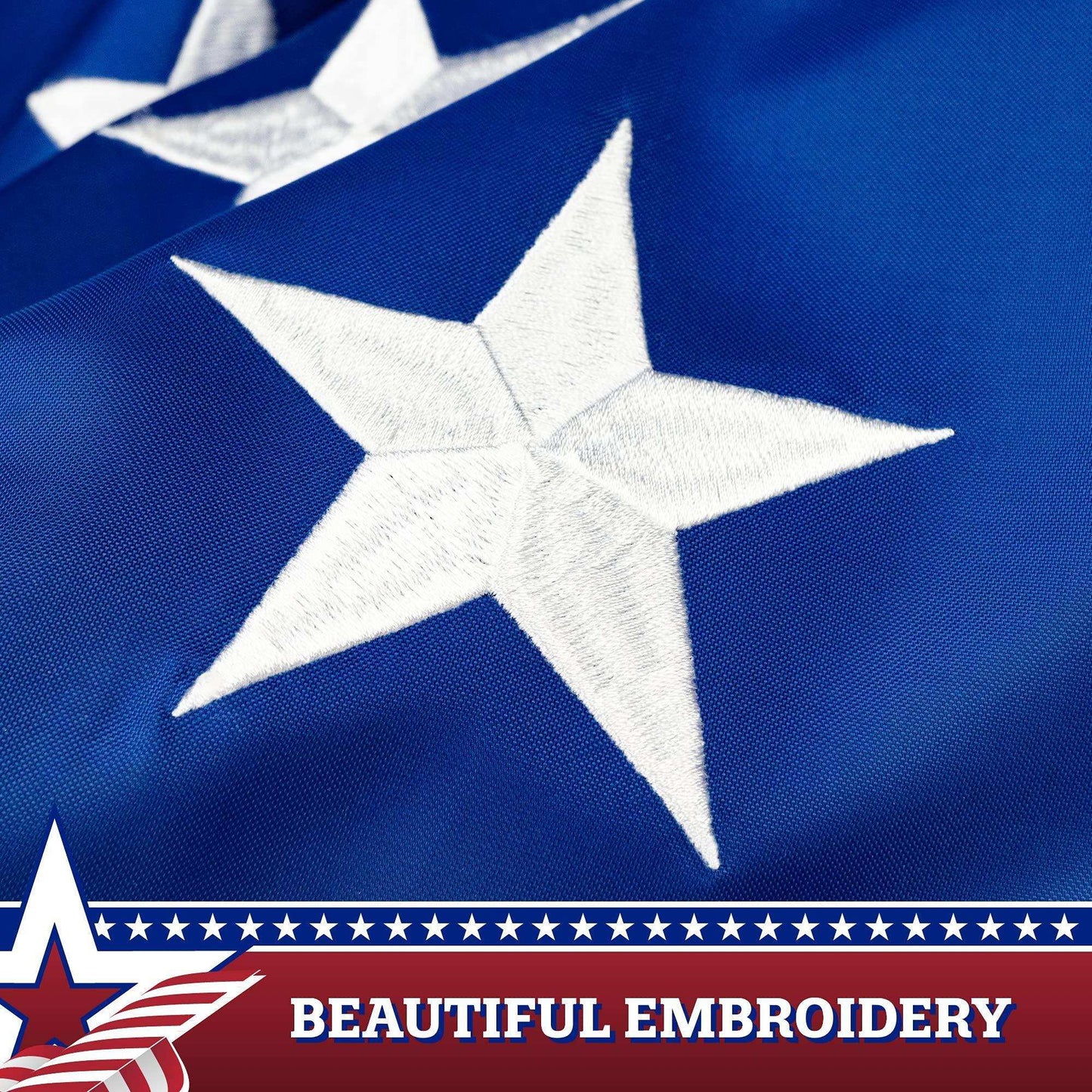 USA Pleated Fan Flag 5x10 Feet American USA Bunting Decoration Flags Embroidered Patriotic Stars & Sewn Stripes Canvas Header Brass Grommets - Skoutley Outdoors LLC