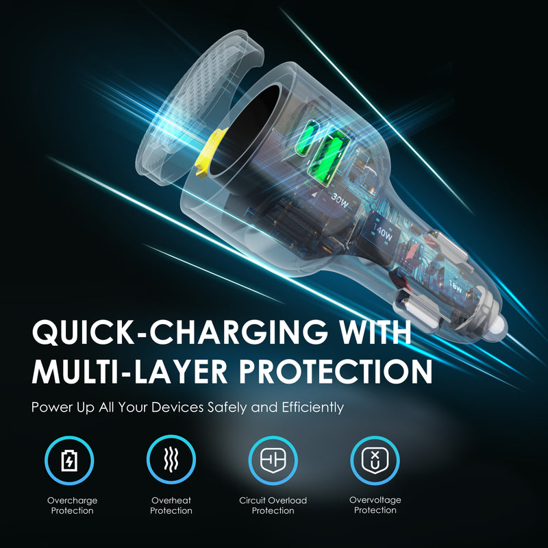 Load image into Gallery viewer, Rexing 170W 3-Port Power Adapter USB C Car Charger with 140W USB-C PD, 30W USB-C, 18W USB-A Quick Charge with Cables Included