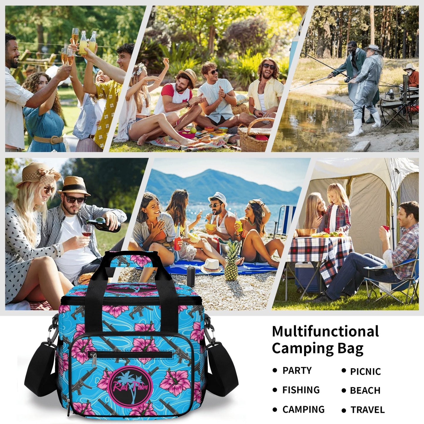 High Capacity Hibiscus Blue Leakproof Cooler Bag