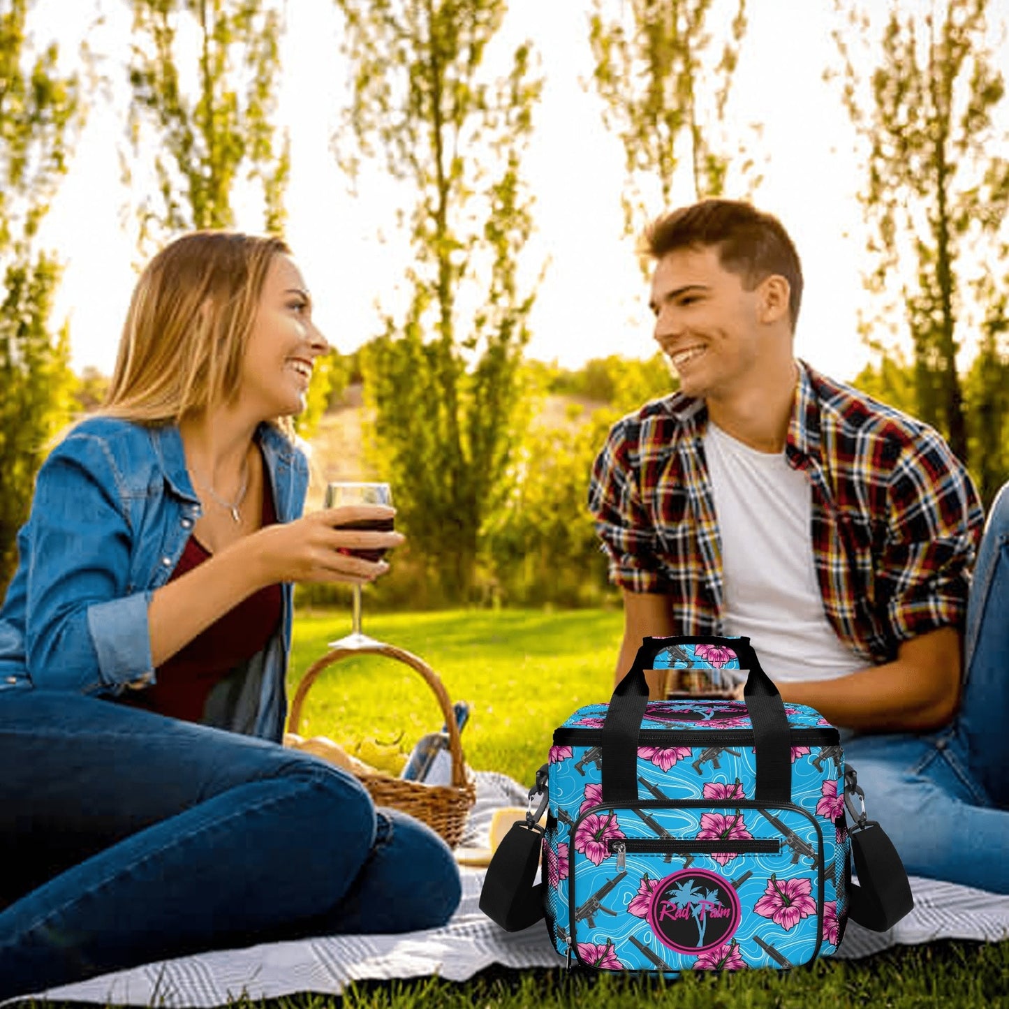High Capacity Hibiscus Blue Leakproof Cooler Bag