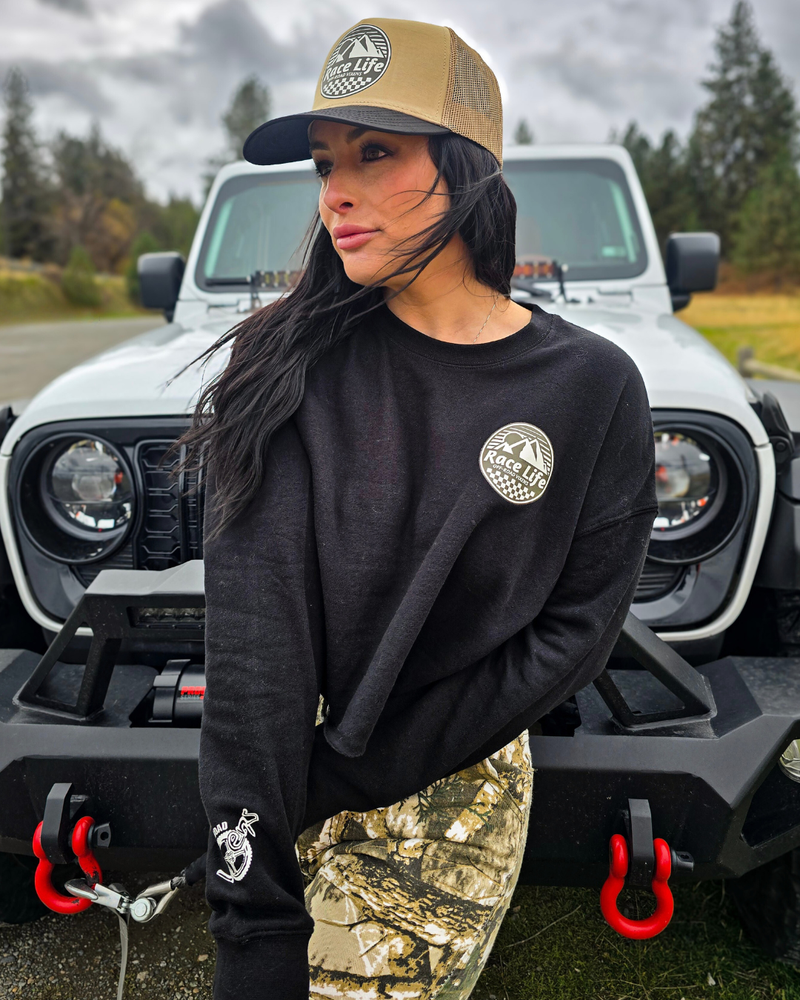 Load image into Gallery viewer, Race Life Cropped Pullover Sweatshirt