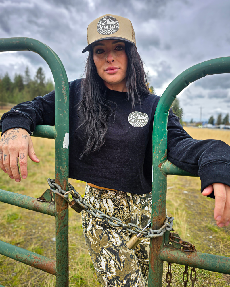 Load image into Gallery viewer, Race Life Cropped Pullover Sweatshirt