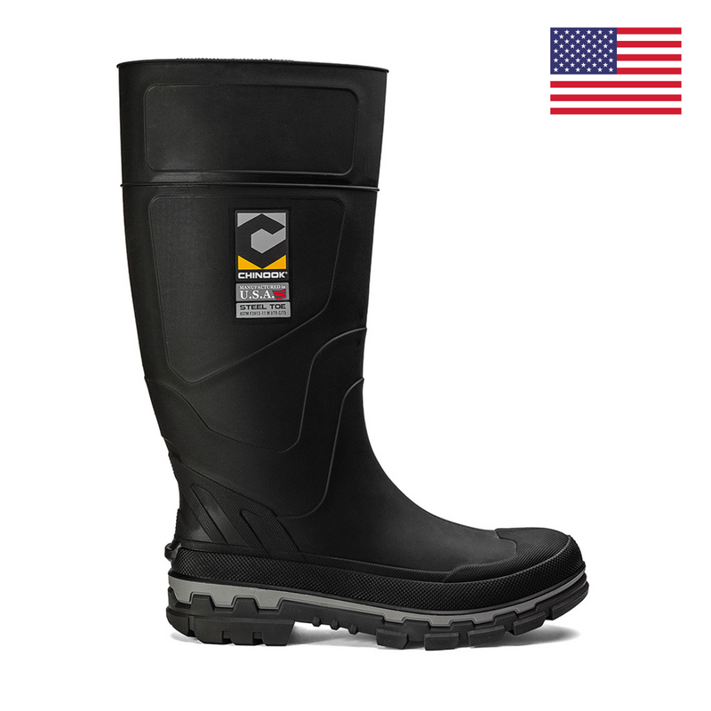 Load image into Gallery viewer, Kickaxe 15" Steel Toe Waterproof Rubber Boot – Black/Grey