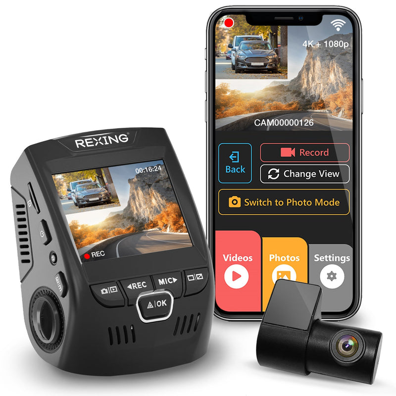 Load image into Gallery viewer, Rexing V1P 4K Dual Channel Dash Cam 4K+1080p with Wi-Fi