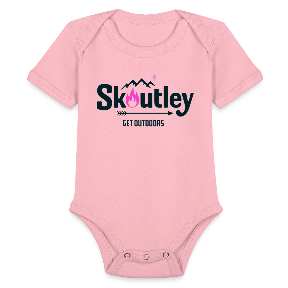 Organic Short Sleeve Baby Bodysuit - light pink